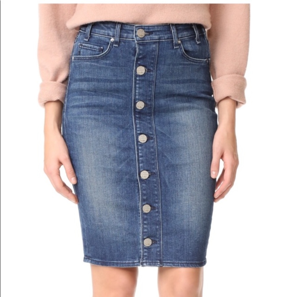 McGuire side zip button down denim pencil skirt